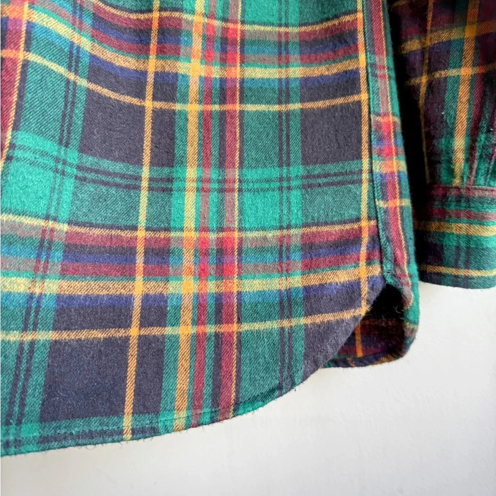 Levi’s Green Plaid Flannel Shirt Tartan Button Front Relaxed Fit S
